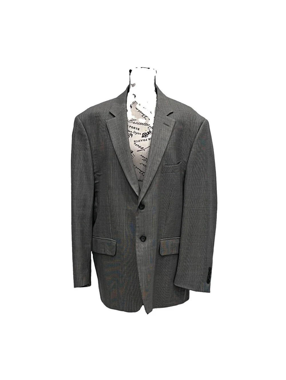 Pronto Uomo Platinum Houndstooth Sport Coat Blazer 48R Black White Purple Wool
